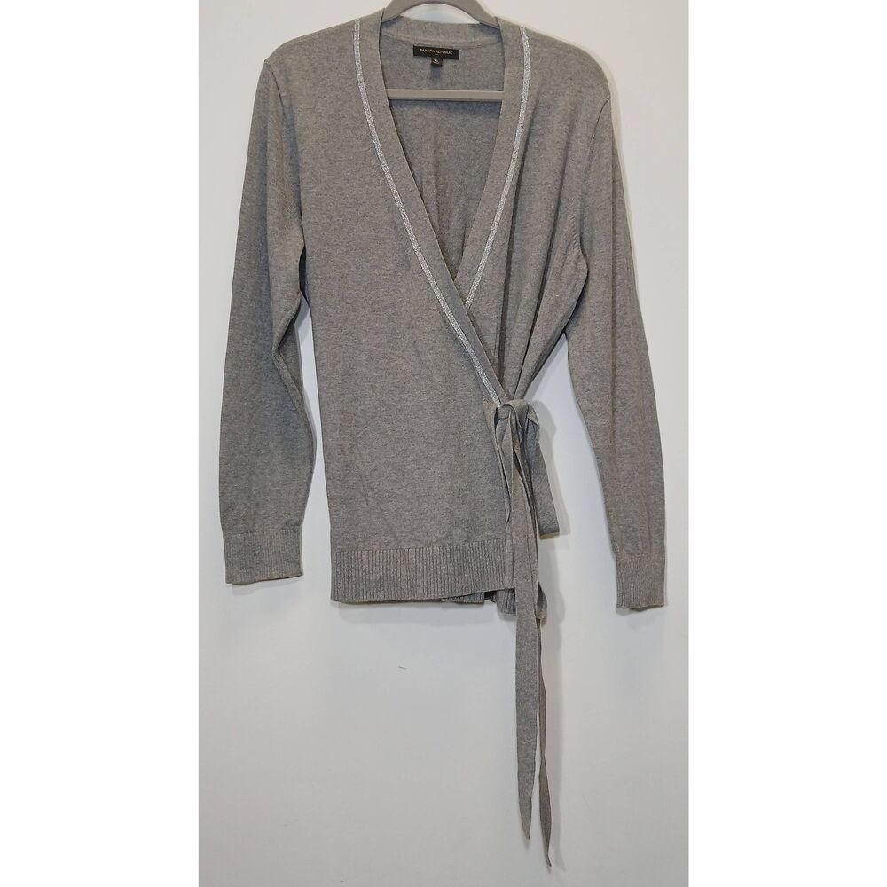 Banana republic womens xlarge wrap sweater gray cotton nylon